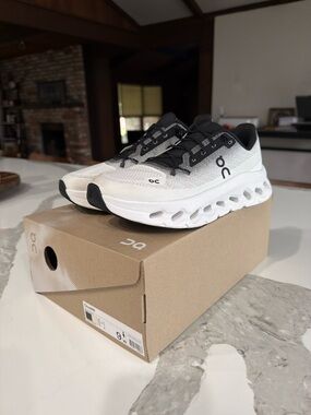 On Cloud White and Black Running Shoes